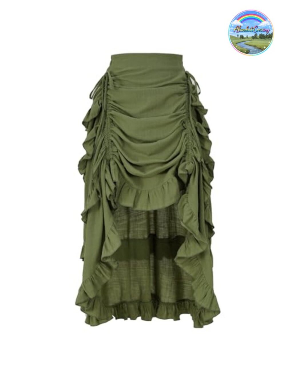 Women's Renaissance Pirate High-Low Ruffle Maxi Skirt Steampunk Costume